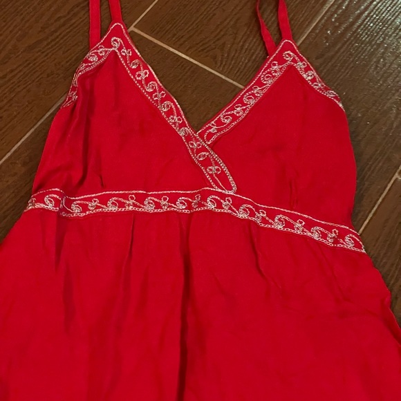 Unbranded red white embroidered slip dress elastic size small handmade Indonesia - Picture 4 of 14